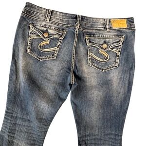Silver Jeans Co Suki‎ Bootcut Jeans Womens 42x30 Curvy Fit Embroidered Denim